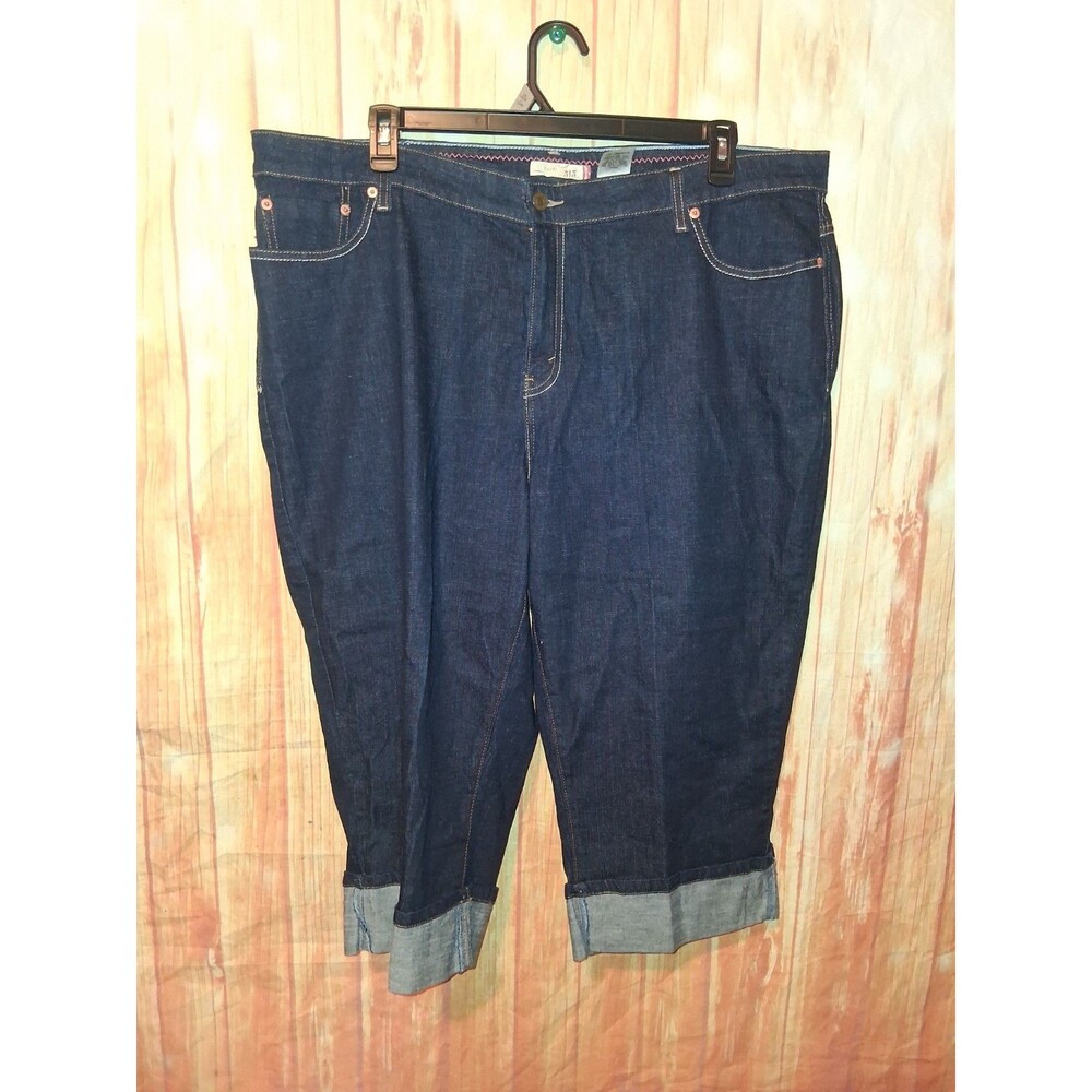 Levis 515 Dark Denim Cuffed Taper Capri Jeans Sz 24